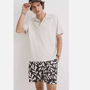 NWT Madewell Hemp-Cotton Printed Short in Leaf Block Print Thundercloud